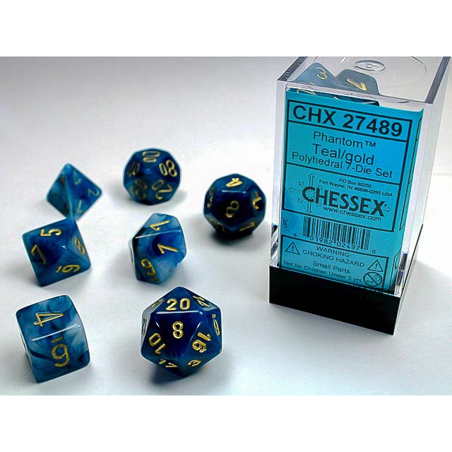 7DPoly Phantom Series Dice Set | Teal
