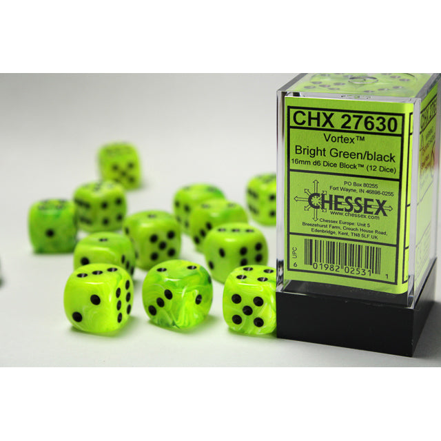 12D6 Vortex Series Dice Set | Bright Green
