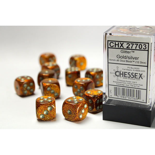 12D6 Glitter Series Dice Set | Gold
