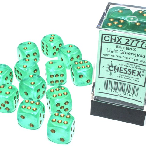12D6 Borealis Series Dice Set | Luminary Light Green