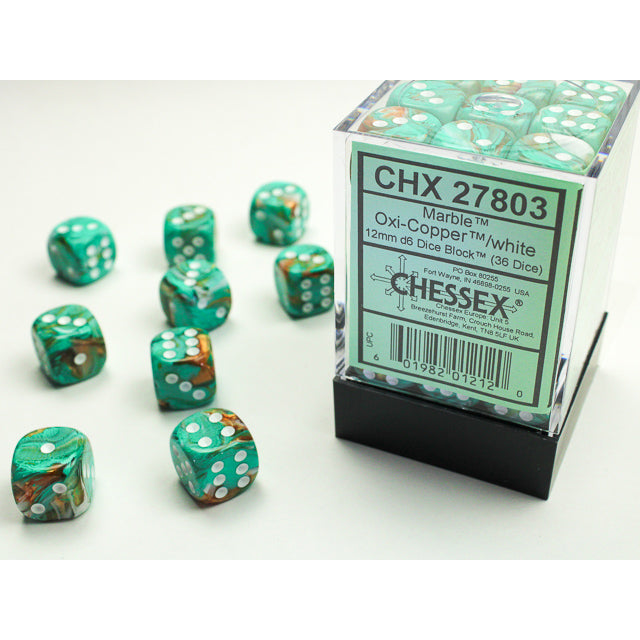 36D6 Marble Series Dice Set | Oxi-Copper