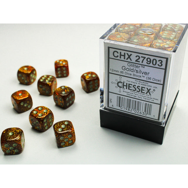 36D6 Glitter Series Dice Set | Gold