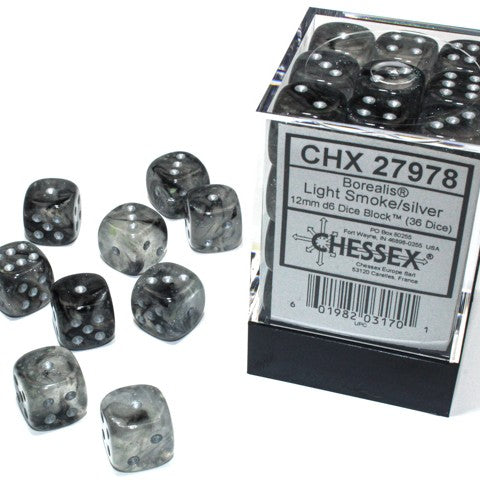 36D6 Borealis Series Dice Set | Luminary Light Smoke