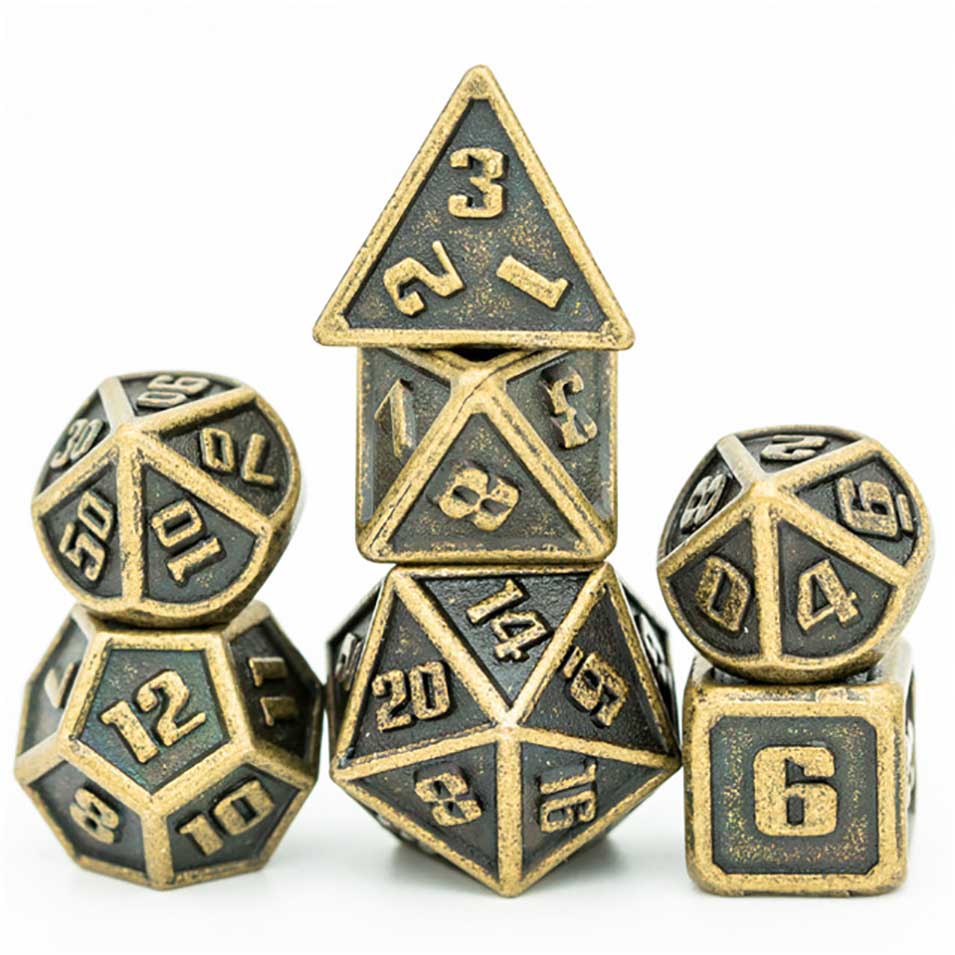 UD Mini Metal Standard Dice Set | Antique Gold