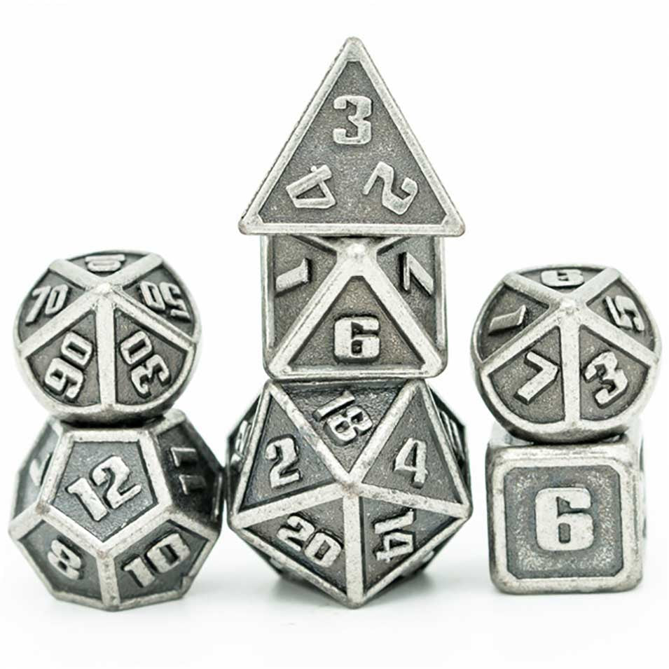 UD Mini Metal Standard Dice Set | Antique Silver