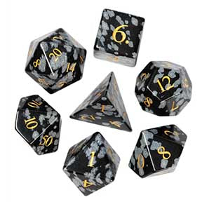 DNR UD Gemstone Standard Dice Set | Snowflake Obsidian