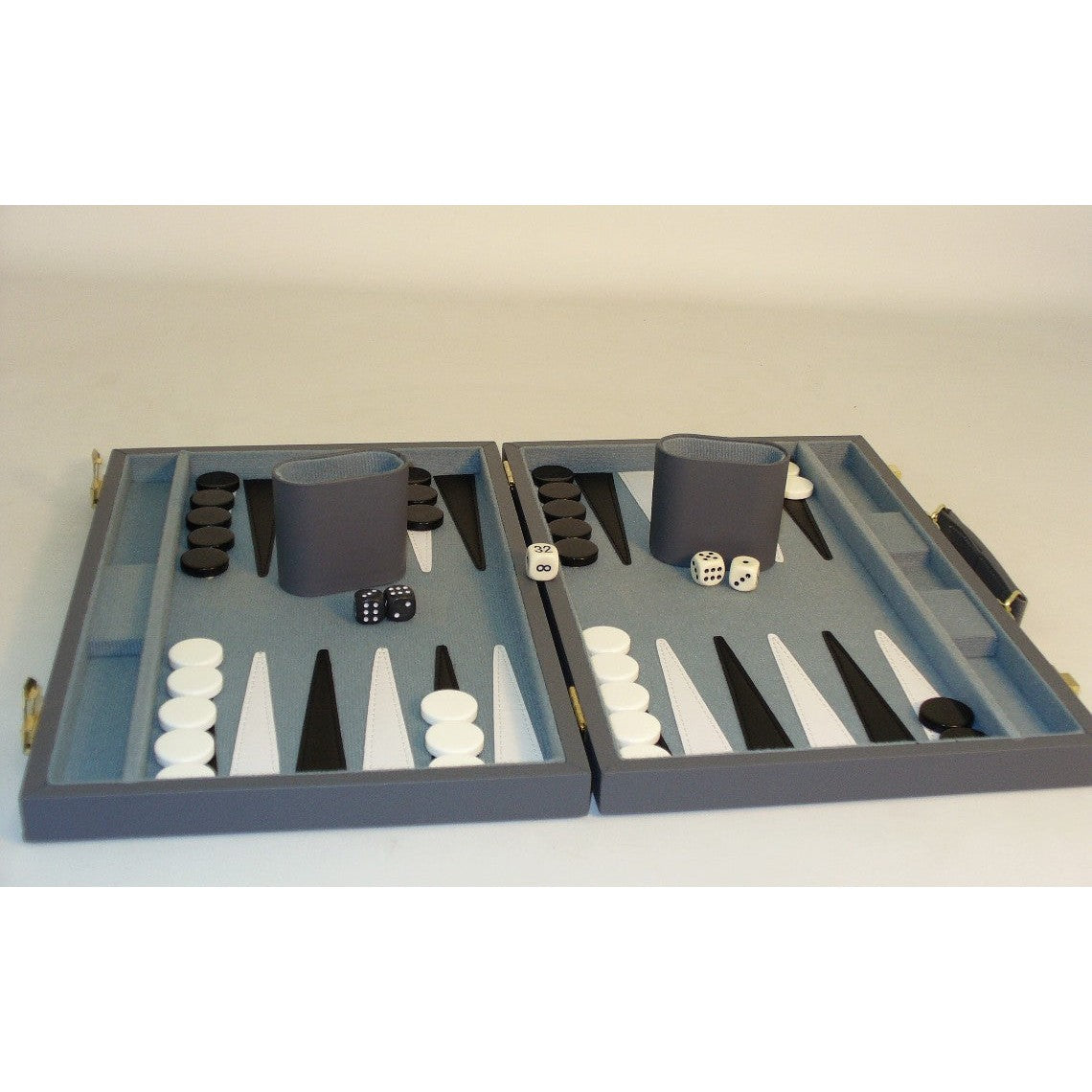 Backgammon- 15" Grey Vinyl Backgammon Set