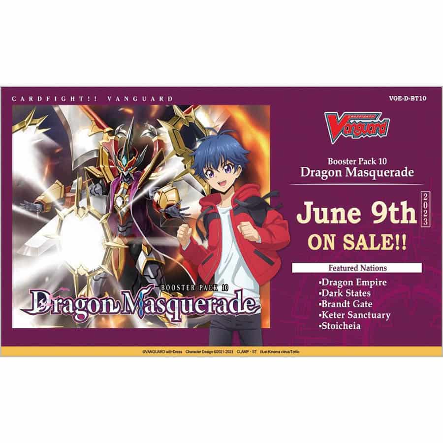 Cardfight Vanguard overDress: BT10 Dragon Masquerade Booster Pack   Pandemonium Books and Games