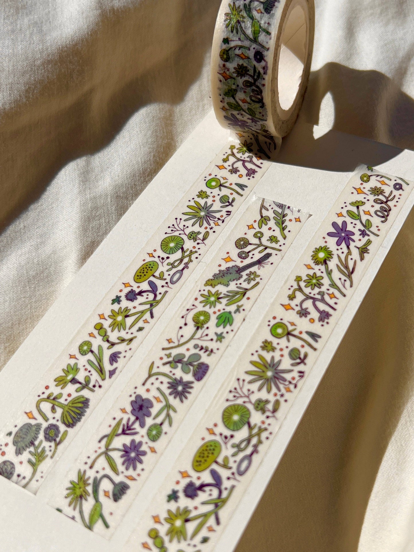 Washi Tape | Green and Purple Sleepy Flowers