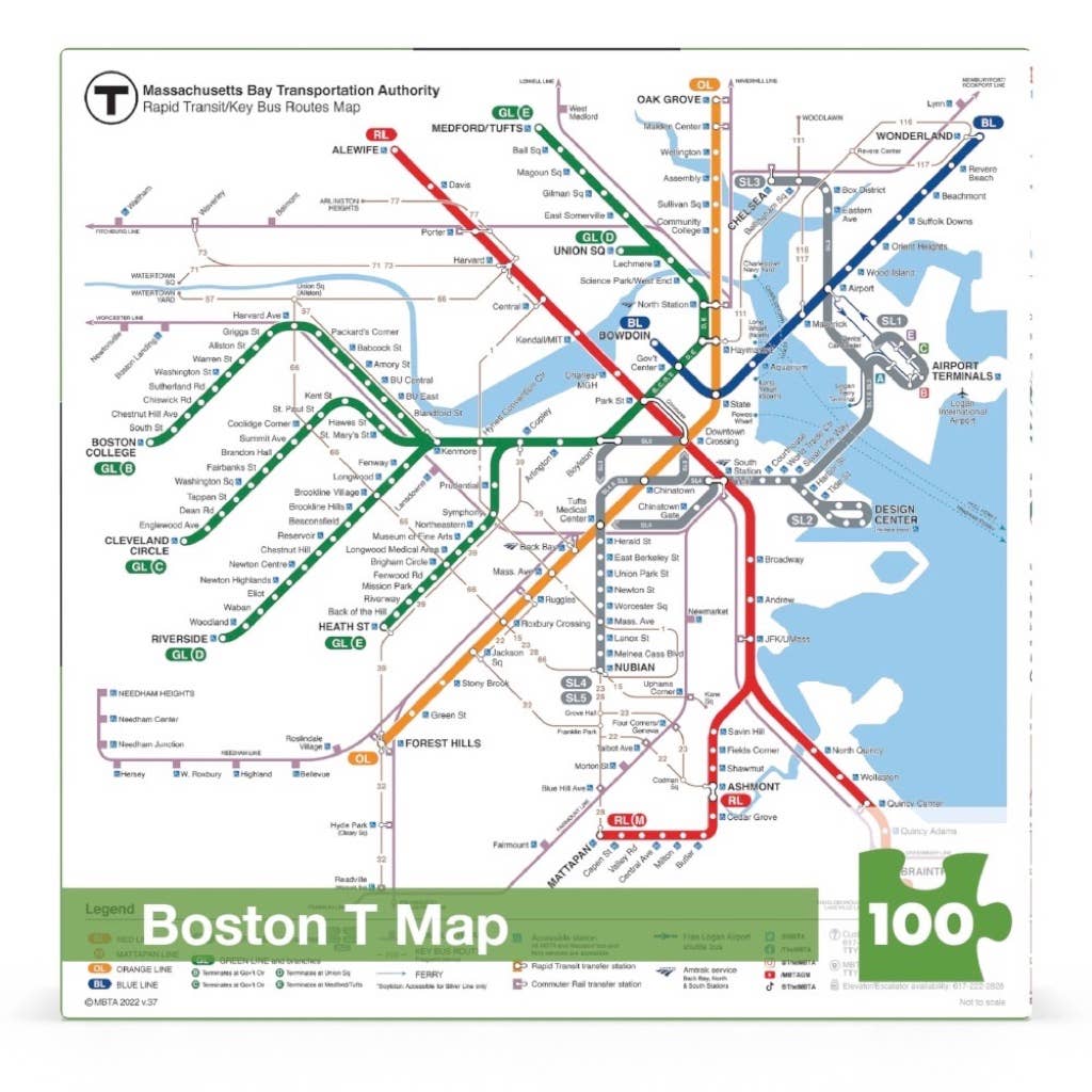 NYPC 100 Piece Mini Puzzle | Boston T Map
