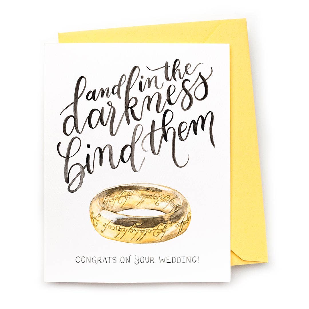In the Darkness One Ring Card — Nerdy Funny Wedding Card