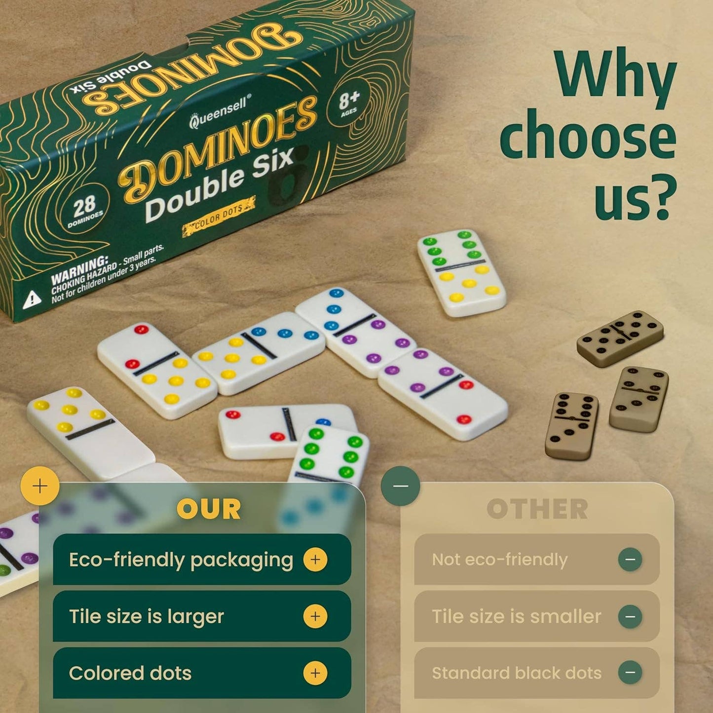 Domino Double Six with Collor Dots