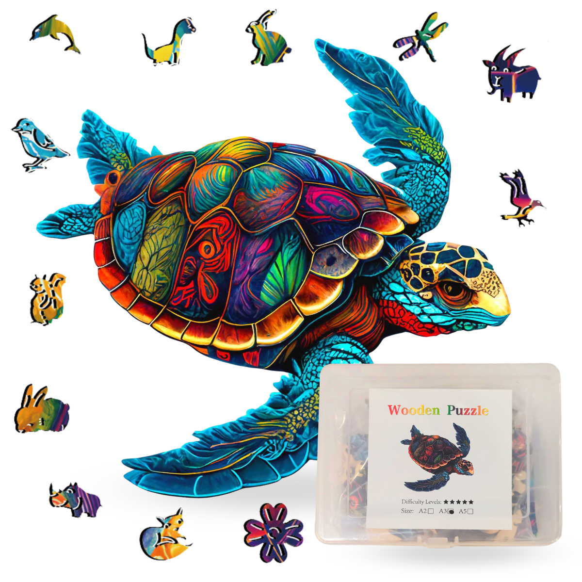 Crafthub Wooden Jigsaw A5 Puzzle | Turtle