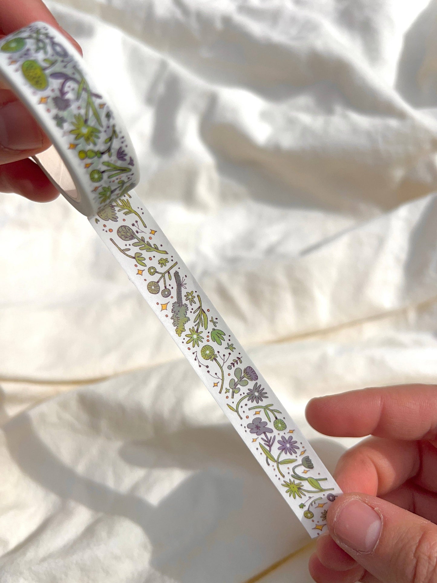 Washi Tape | Green and Purple Sleepy Flowers