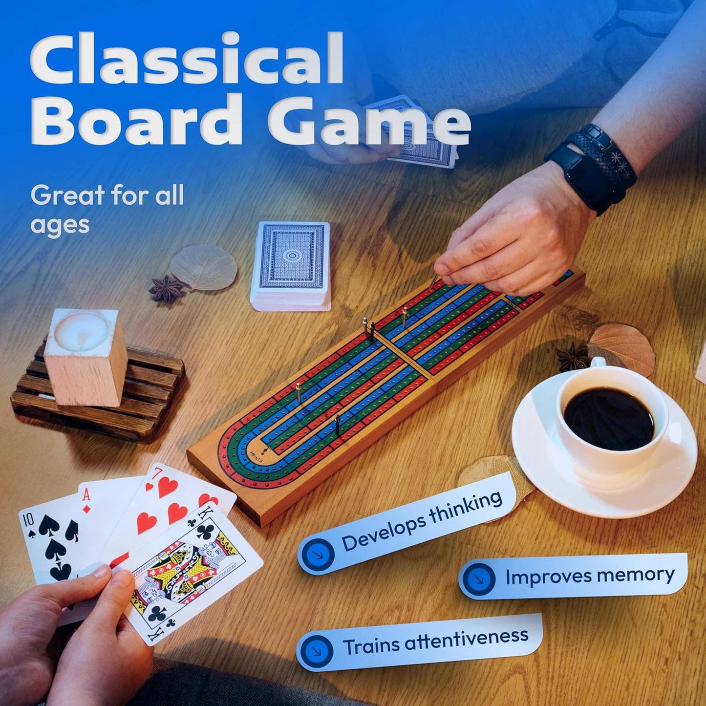 Cribbage Board Game Set with Storage