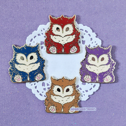 Chubby Owlbear Enamel Pin | Blue