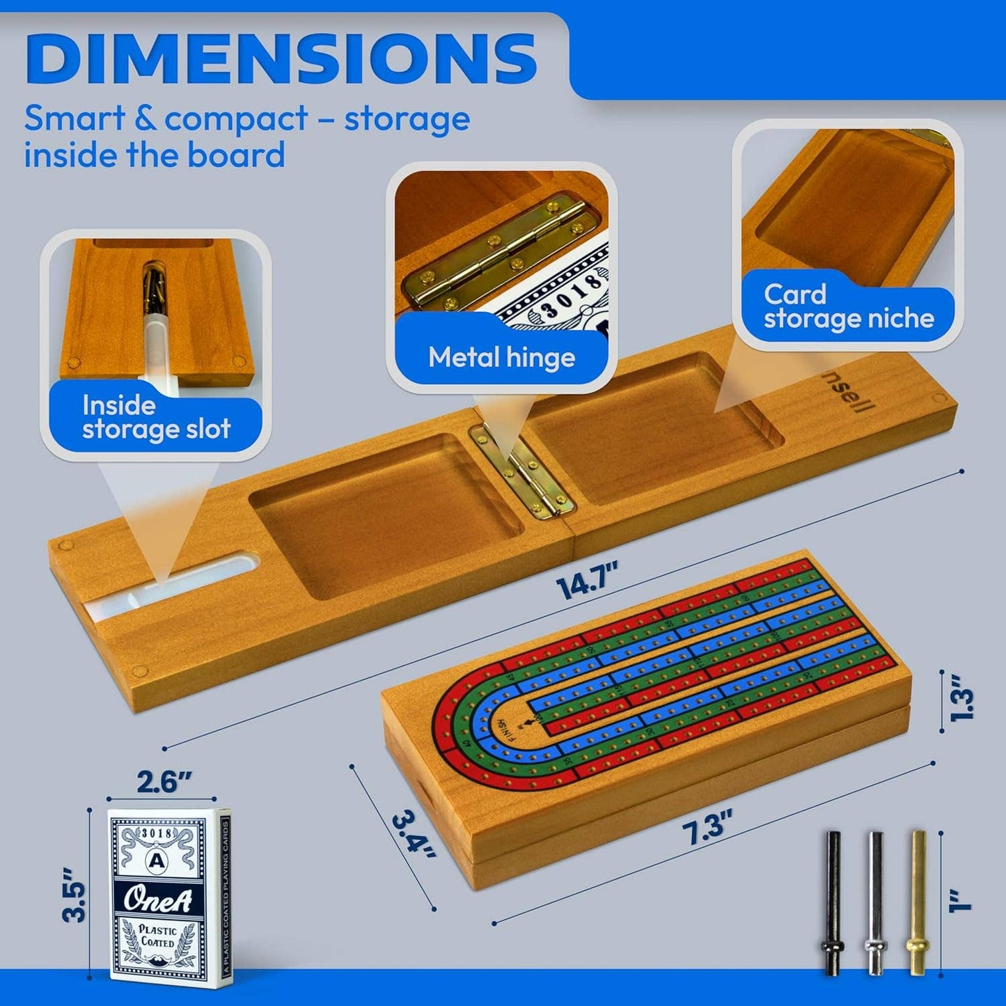 Cribbage Board Game Set with Storage