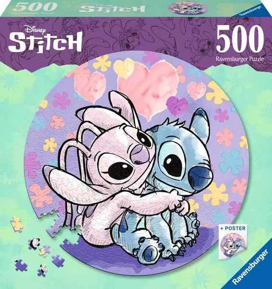 Stitch and Angel | 500 pc Round Puzzle