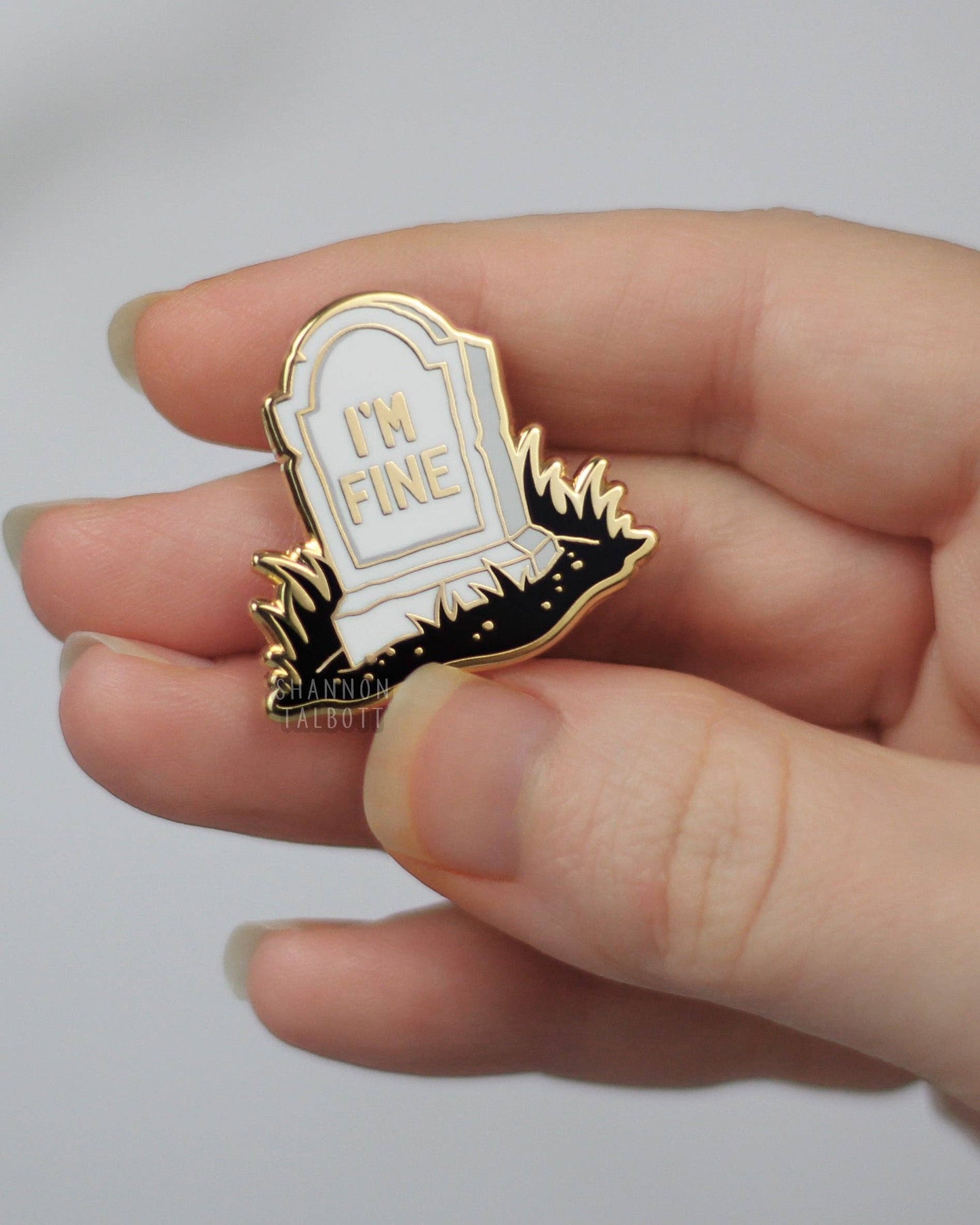 ST Enamel Pin | I'm Fine Tombstone