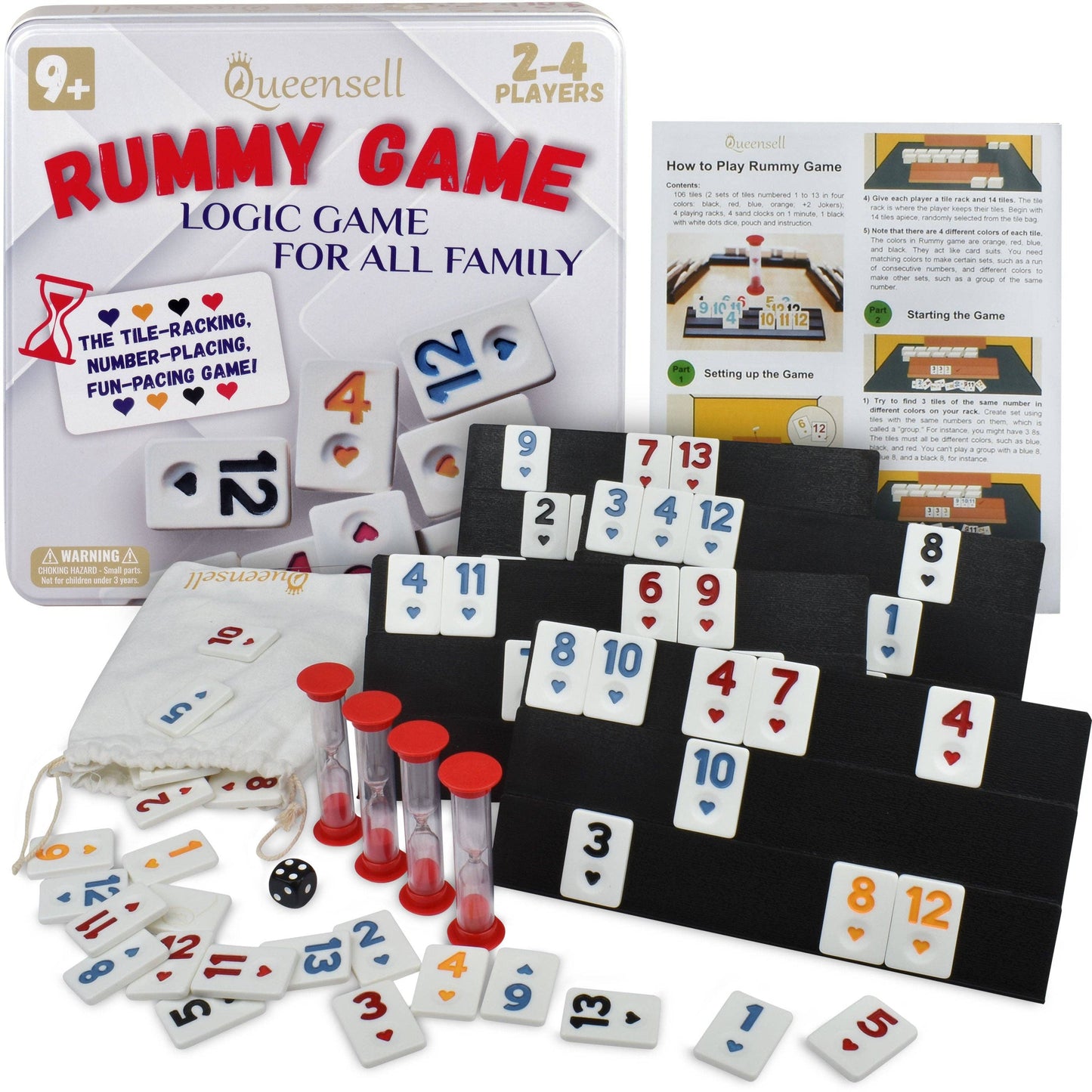 Rummy Cube Game with Case, Board Game for Kids and Adults