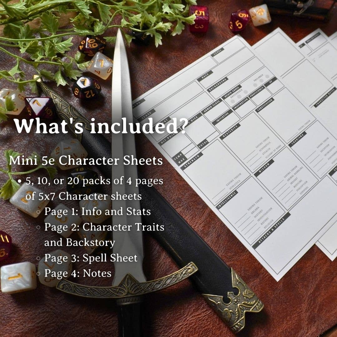 MTDC D&D 5e Mini Character Sheets