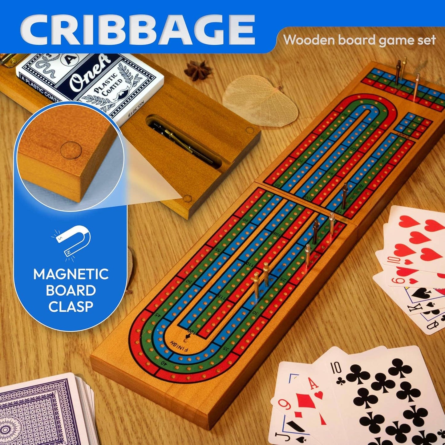 Cribbage Board Game Set with Storage