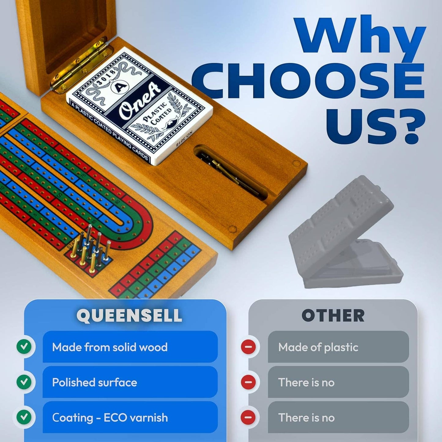Cribbage Board Game Set with Storage