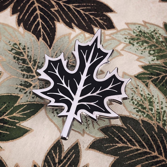 FCC Enamel Pin | Maple Leaf (Silver & Black)