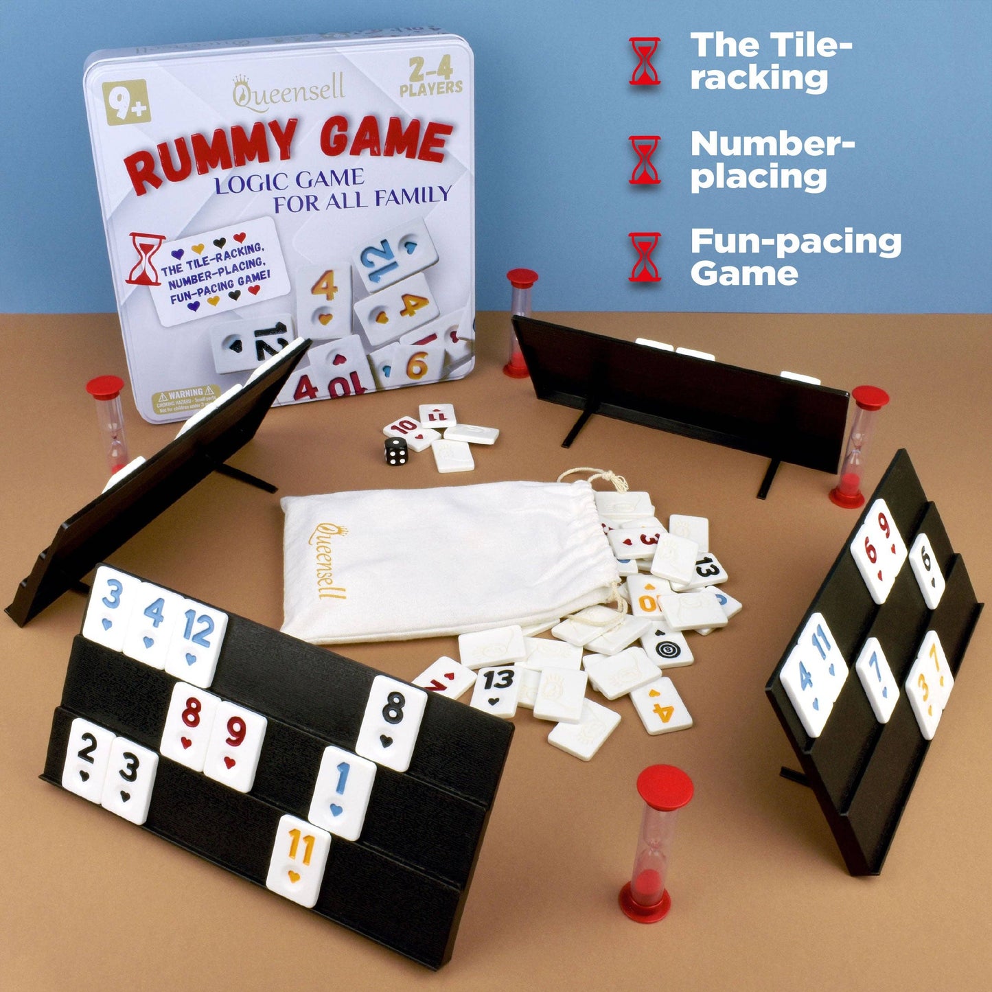 Rummy Cube Game with Case, Board Game for Kids and Adults