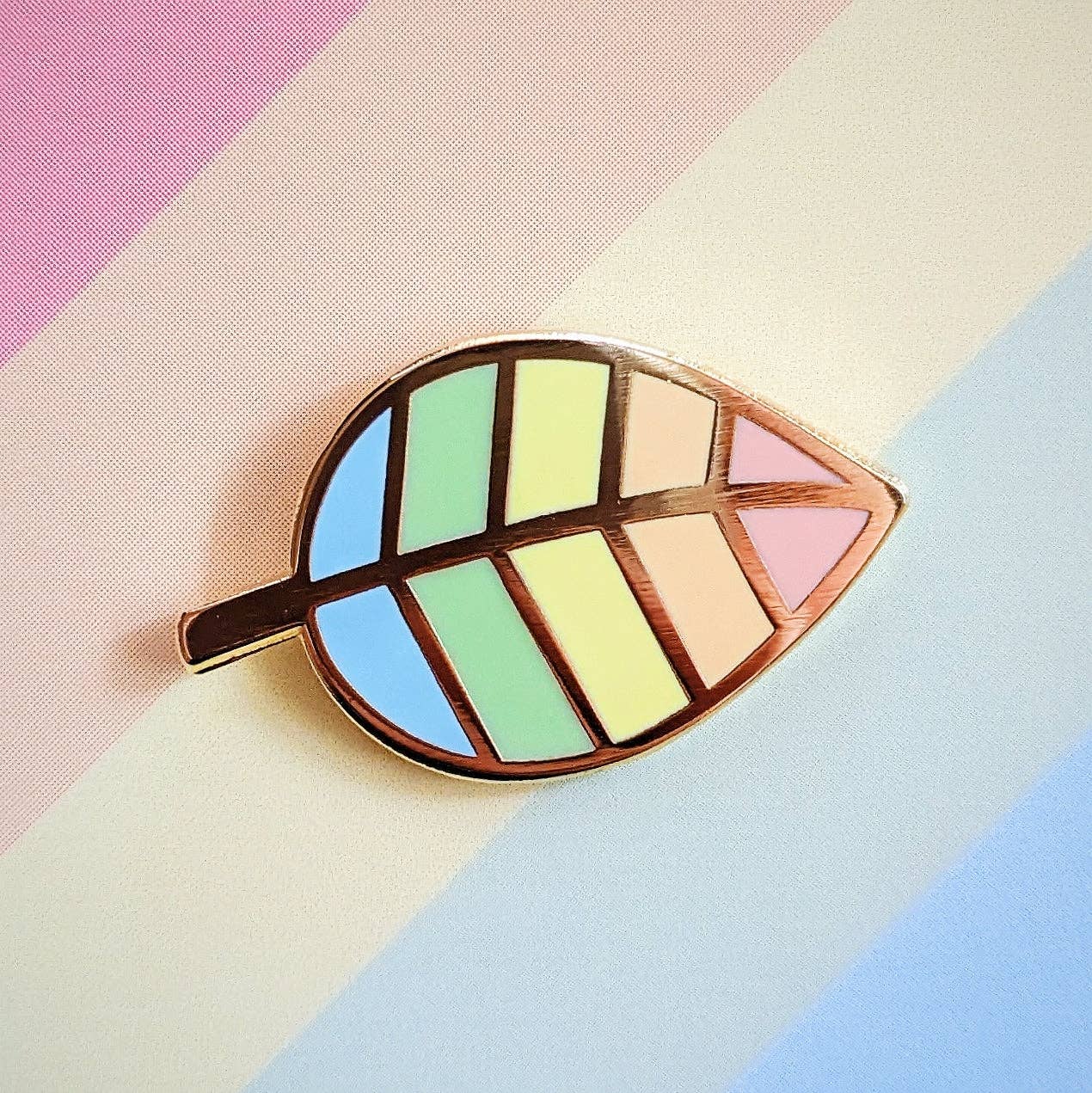 Misomomo Enamel Pin | Rainbow Pride Leaf