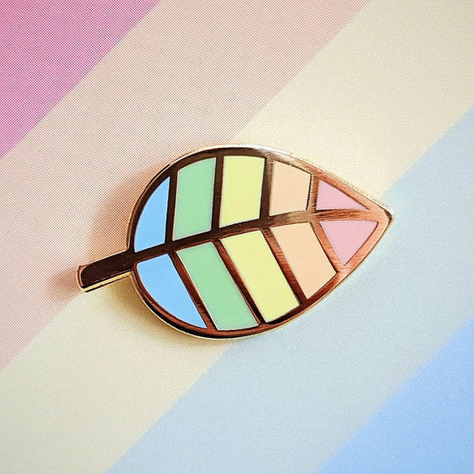Misomomo Enamel Pin | Rainbow Pride Leaf