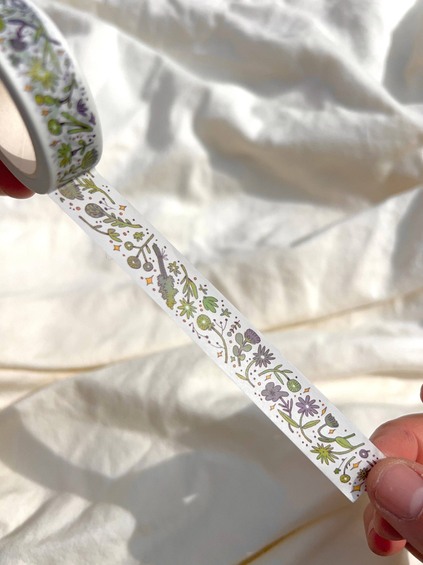 Washi Tape | Green and Purple Sleepy Flowers