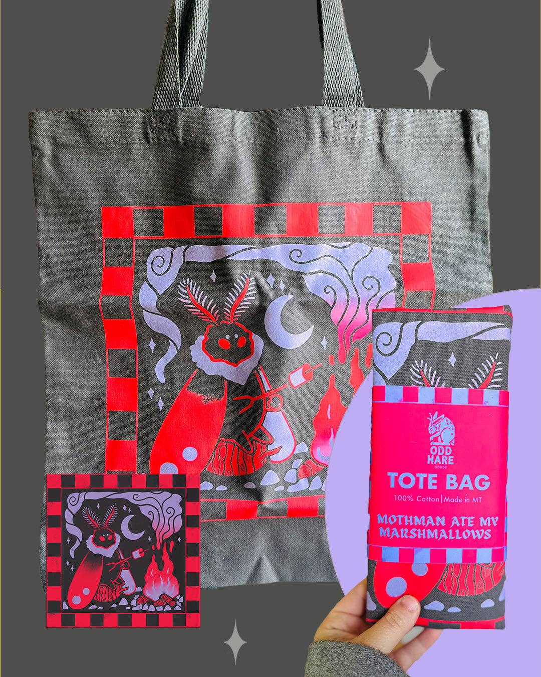 Mothman Ate My Marshmallow Tote Bag