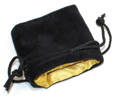 Small Black Velvet Silk Lined Dice Bag | Gold