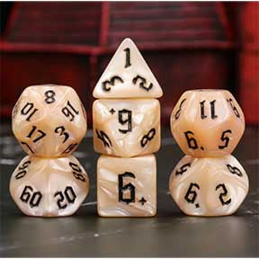 Pearl Beige with black font Set of 7 Dice [HDP-29]