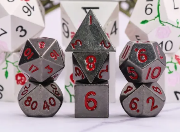 HD MINI Metal Standard Dice Set | Black & Red