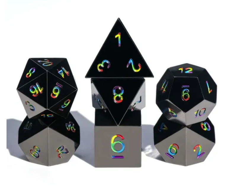 HD "Dark Rainbow" Full Metal Standard Dice Set