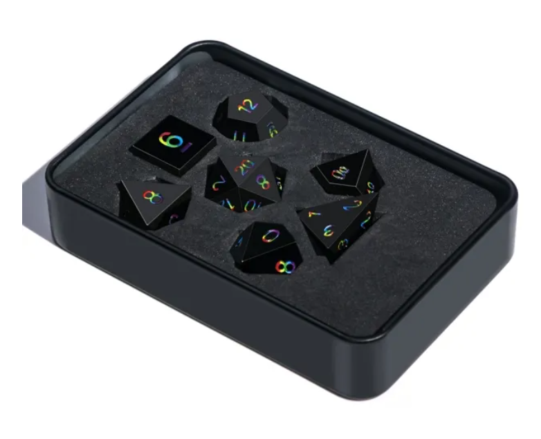 HD "Dark Rainbow" Full Metal Standard Dice Set