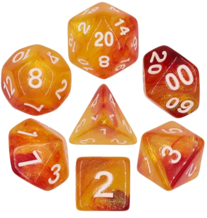 HD "Volcano on Fire" Aurora Standard Dice Set