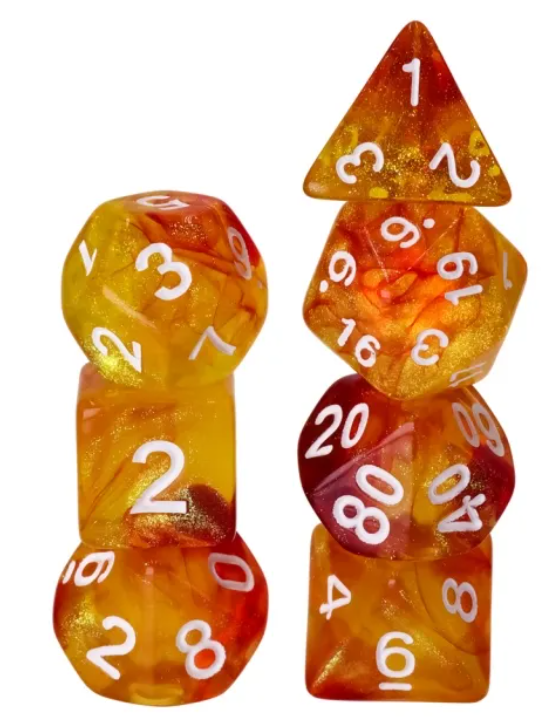 HD "Volcano on Fire" Aurora Standard Dice Set