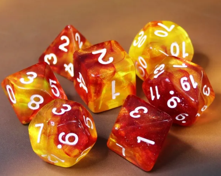 HD "Volcano on Fire" Aurora Standard Dice Set