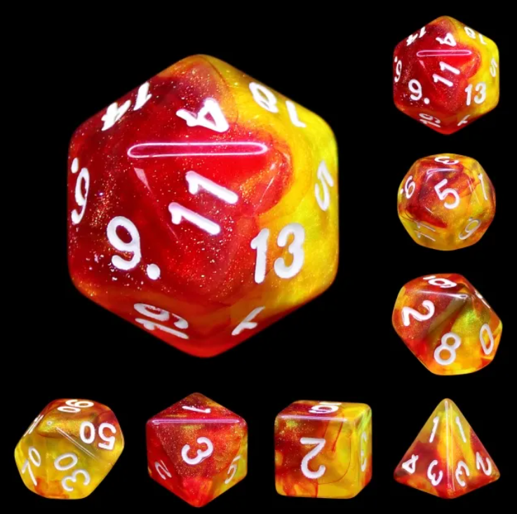 HD "Volcano on Fire" Aurora Standard Dice Set