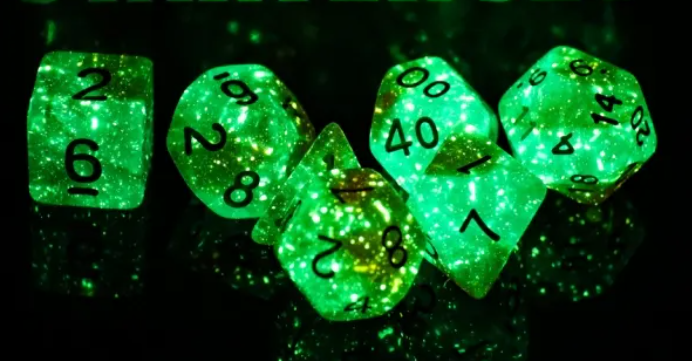 HD "Neverland" GLOW Galaxy Standard Dice Set