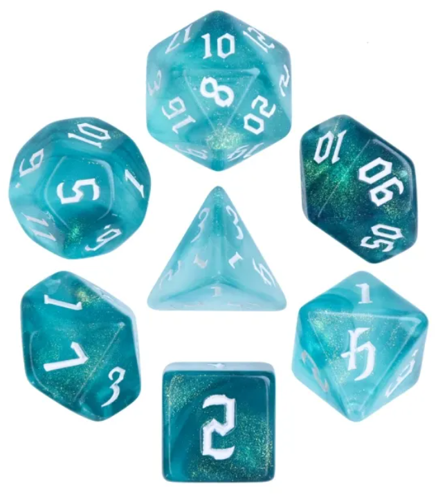 HD Gothic "Teal Mountain" Aurora Standard Dice Set