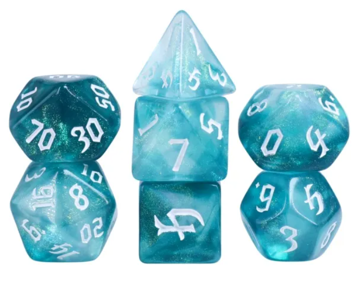 HD Gothic "Teal Mountain" Aurora Standard Dice Set