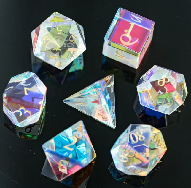 UD K9 Glass Standard Dice Set | Rainbow