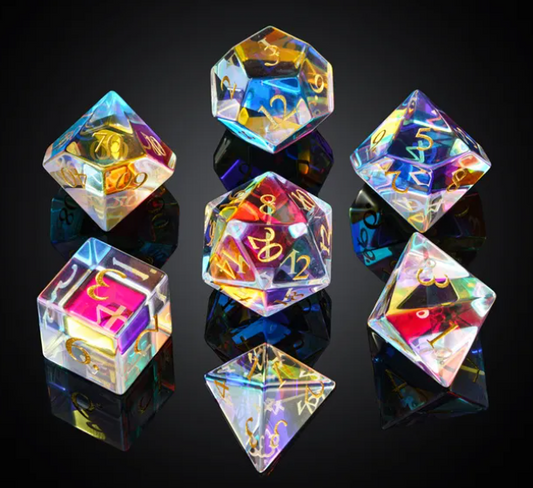 UD K9 Glass Standard Dice Set | Rainbow
