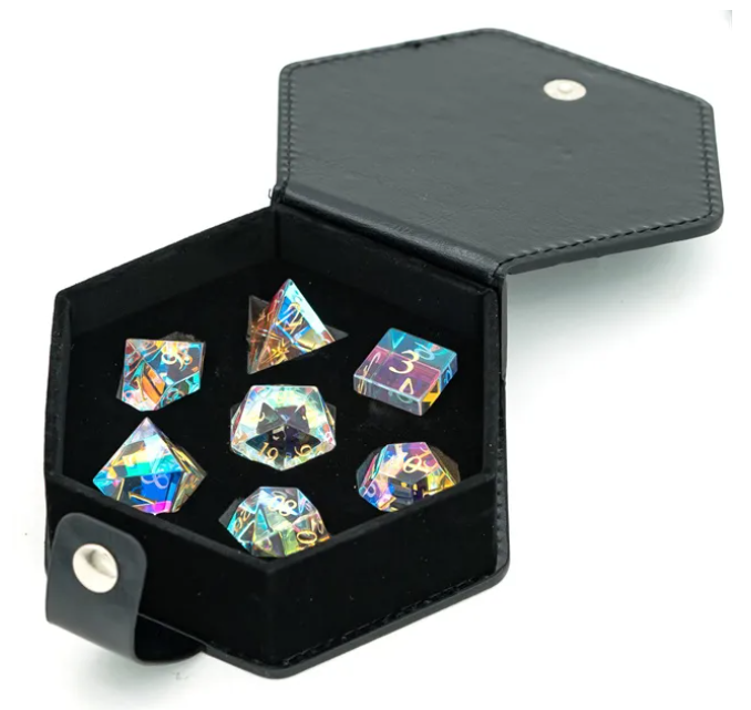 UD K9 Glass Standard Dice Set | Rainbow
