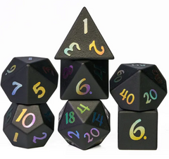 UD Precious Gemstone Standard Dice Set | Black Obsidian (Rainbow Font)