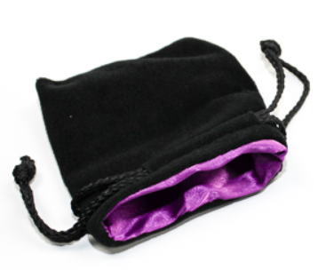 Small Black Velvet Silk Lined Dice Bag | Purple